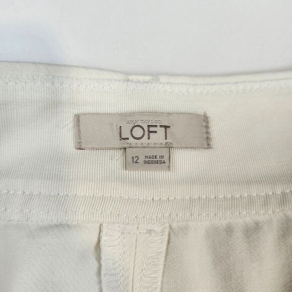 LOFT Cream Utility Skirt Button Front Safari Military Cotton Twill Size 12 - Picture 3 of 9